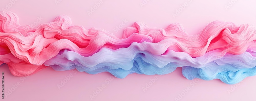 Poster droplets abstract background idea. vibrant pastel fabric in flowing waves of pink and blue on a soft