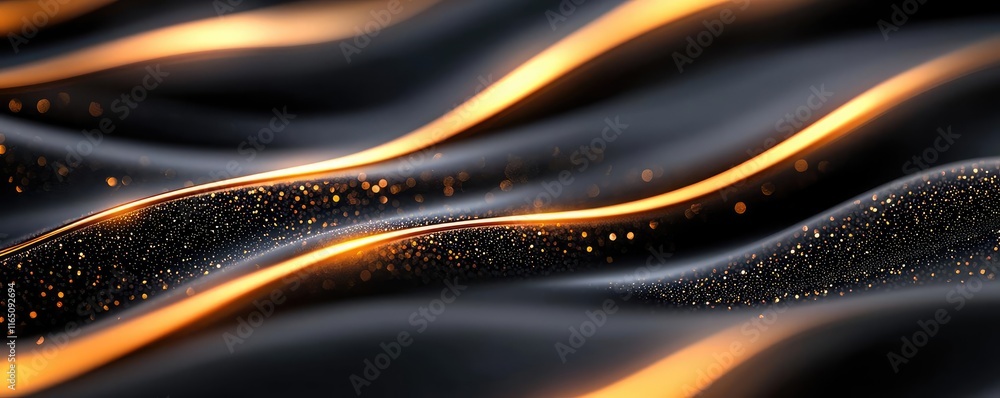 Aufkleber Sparkle abstract background concept. Abstract waves of black and gold, creating dynamic and elegant visual effects.