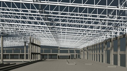 3D illustration of industrial project