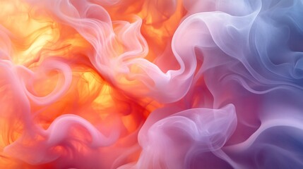 Fototapeta premium Colorful smoke plumes merging seamlessly into a tranquil background