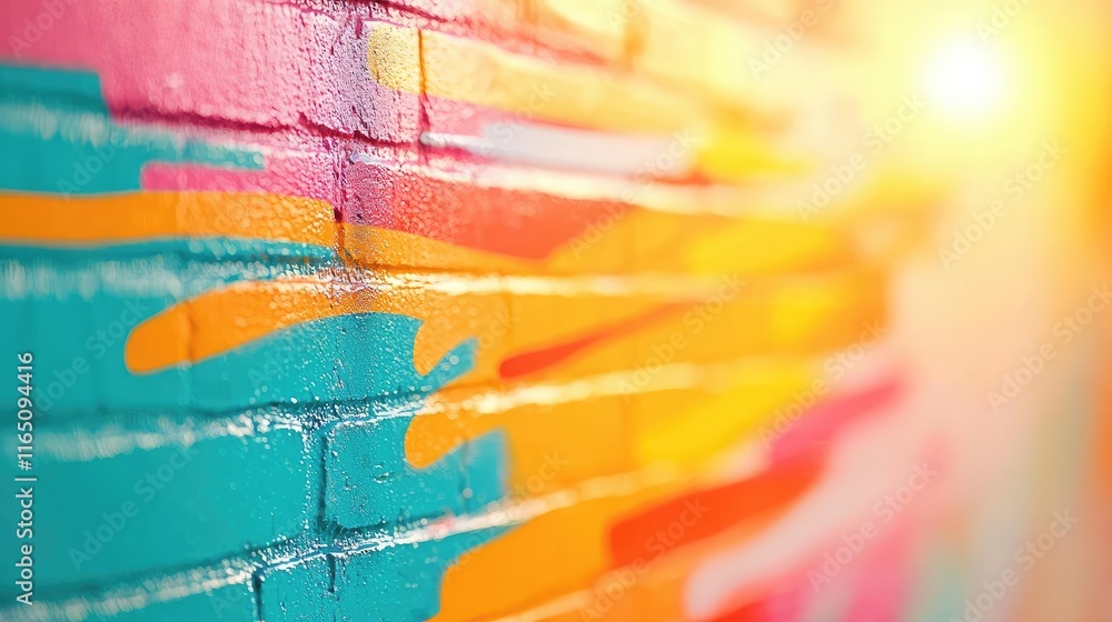 Aufkleber graffiti abstract background concept. vibrant graffiti mural with colorful abstract patterns on a br