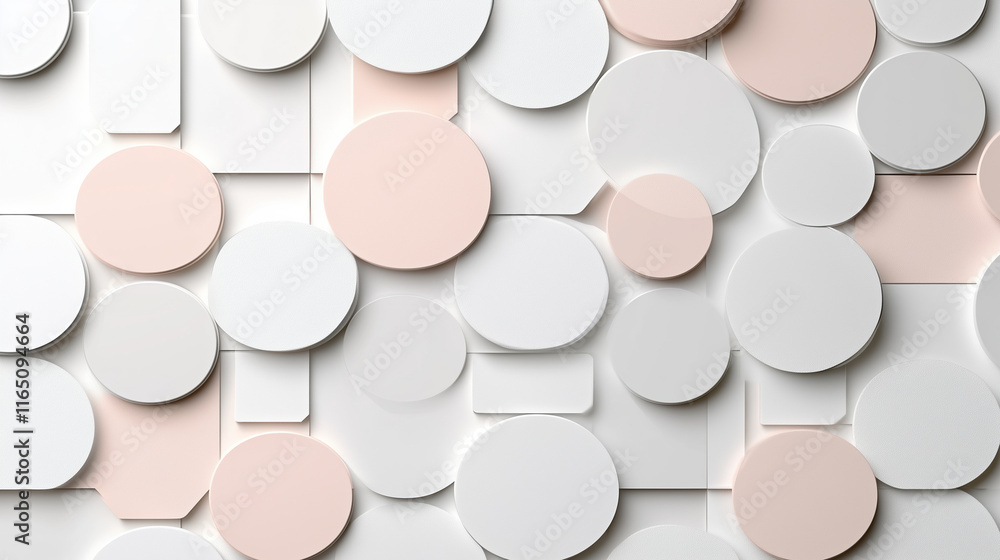 Poster modern abstract design with circular and rectangular shapes in soft colors