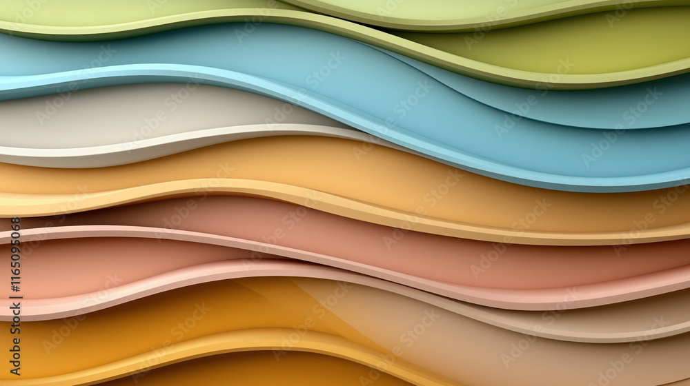 Poster wavy layers of colorful paper create vibrant and dynamic background