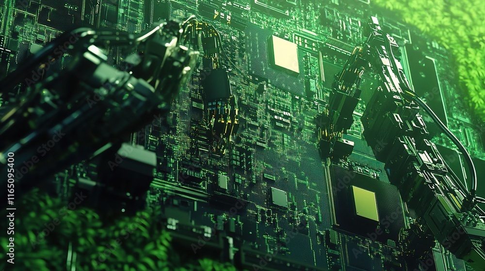 Poster advanced microprocessor assembly in an eco-friendly setting