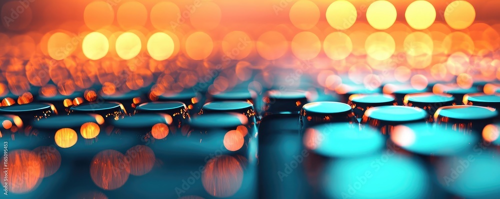 Aufkleber Sparkle abstract background concept. Close-up view of colorful illuminated buttons with a soft bokeh background effect.