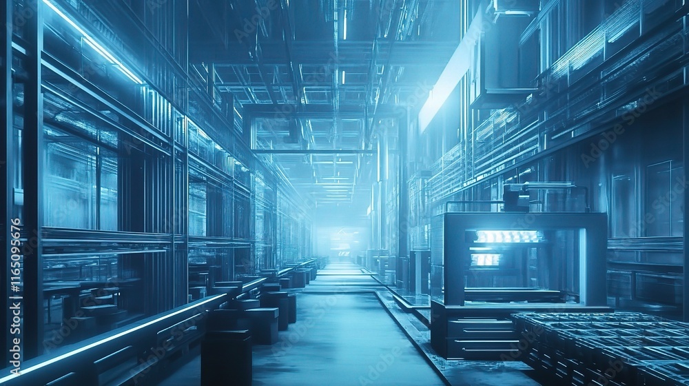 Poster advanced robotics and automated storage in an industrial warehouse