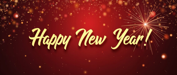 Happy New Year Celebration Sparkling Gold Fireworks Display Background Illustration