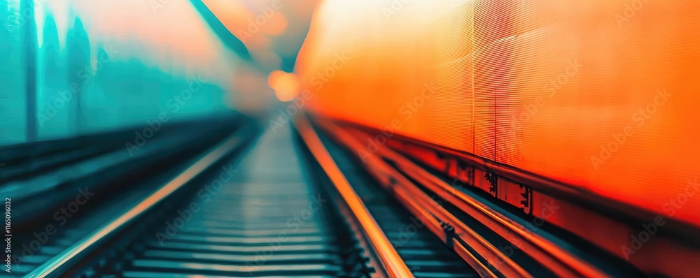 Poster graffiti abstract background concept. vibrant abstract shot of railway tracks vanishing into colorfu