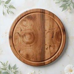 Fototapeta premium New wooden cutting board on brown table