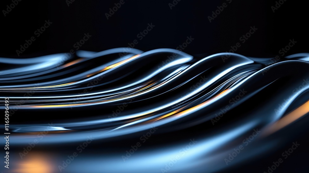 Poster Sparkle abstract background concept. Abstract composition of smooth, reflective waves in dark tones for modern design needs.