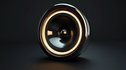 Sleek Chrome Speaker with Warm Ambient Lighting: A Study in Audio Design