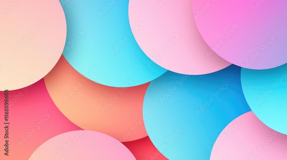 Poster Circles abstract background concept. A vibrant abstract background featuring colorful overlapping circles in soft hues.
