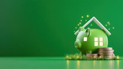 Green House Piggy Bank Banner: Saving for a Home Made Easy