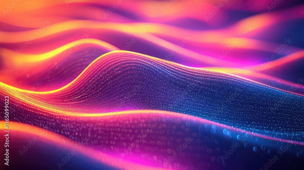 Poster Cosmic abstract background idea. Abstract waves of vibrant colors creating a mesmerizing visual experience.