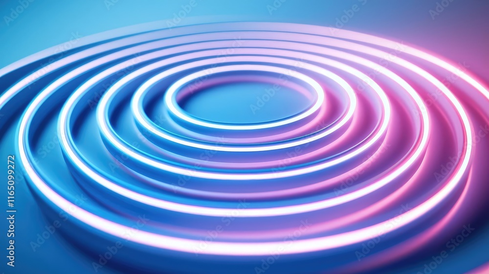 Poster circles abstract background concept. vibrant circular light patterns in pink and blue create a mesme