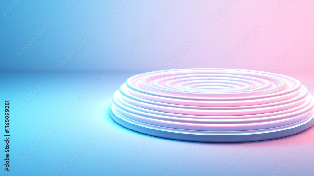 Poster Circles abstract background concept. A modern circular platform with soft gradients, ideal for showcasing products or designs.