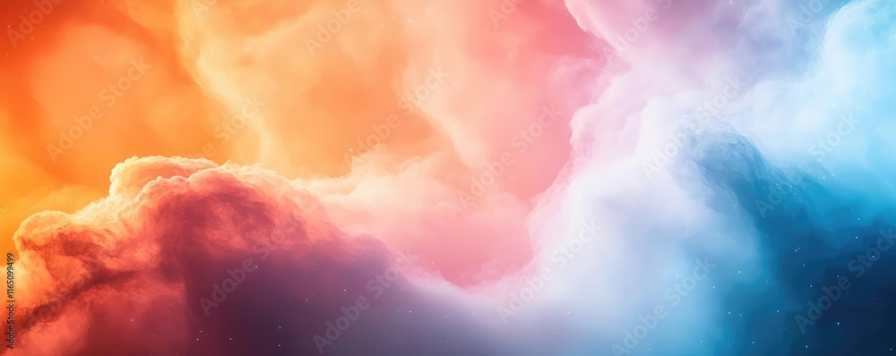 Poster cosmic abstract background idea. colorful abstract clouds showcasing beautiful gradients and etherea