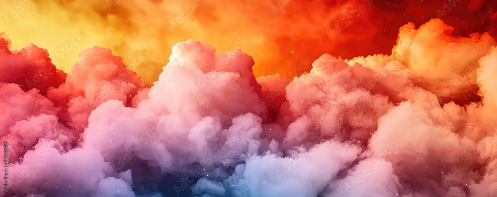 Poster Cosmic abstract background idea. Colorful clouds in a captivating sunset create a serene and vibrant atmosphere.