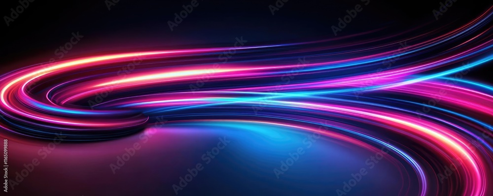 Poster Cosmic abstract background idea. Colorful light trails create a dynamic flow, perfect for backgrounds and digital designs.