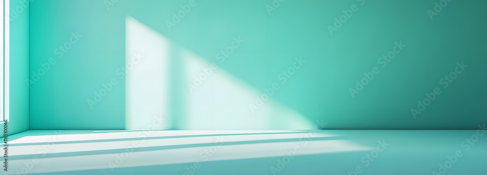 Wall mural a stylish empty space with a soft turquoise-colored background, creating a modern and cool atmospher