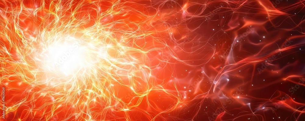 Poster fireworks abstract background idea. abstract energy flow with bright light and vibrant red, orange t