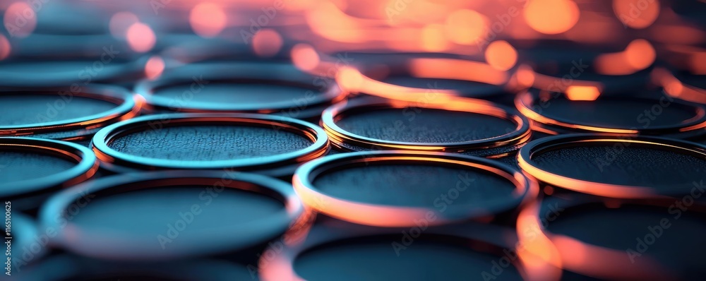 Poster Circles abstract background concept. Abstract design with illuminated circular shapes creating a futuristic atmosphere.