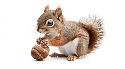Curious Squirrel Holding an Acorn
