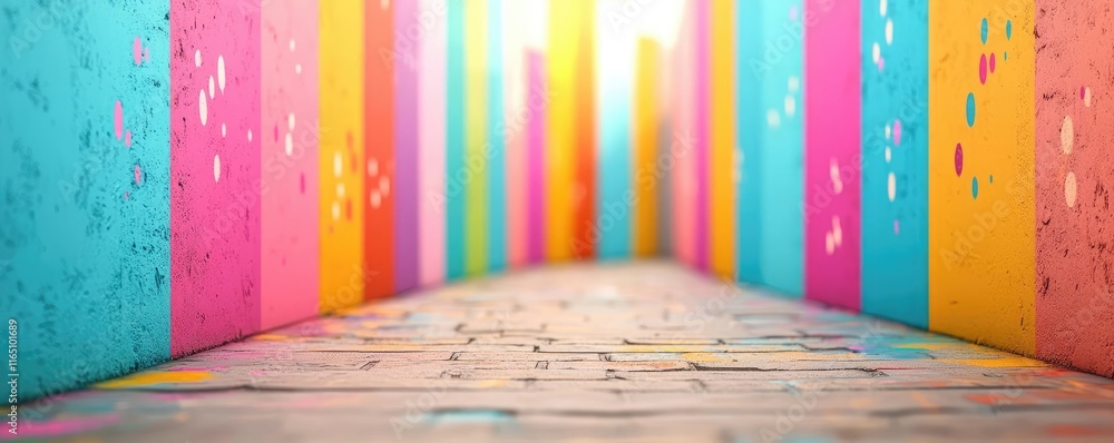Poster graffiti abstract background concept. vibrant alleyway with colorful walls and bright lighting creat
