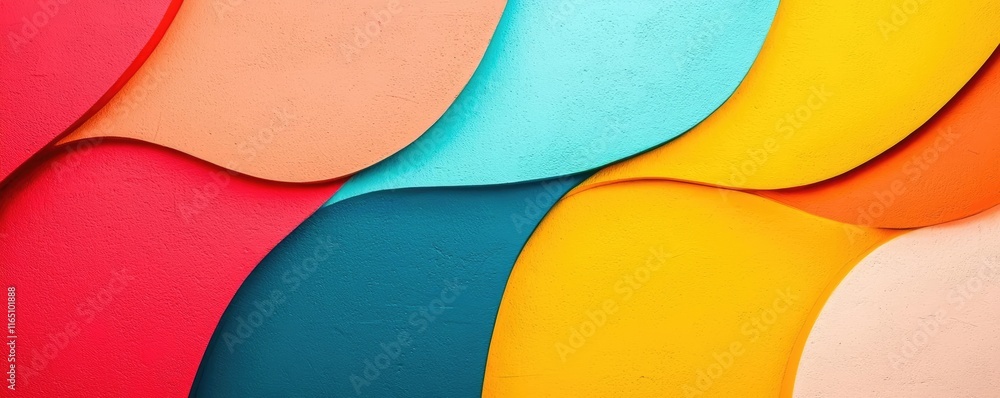Poster Graffiti abstract background concept. Colorful abstract paper waves creating a vibrant and dynamic visual background.