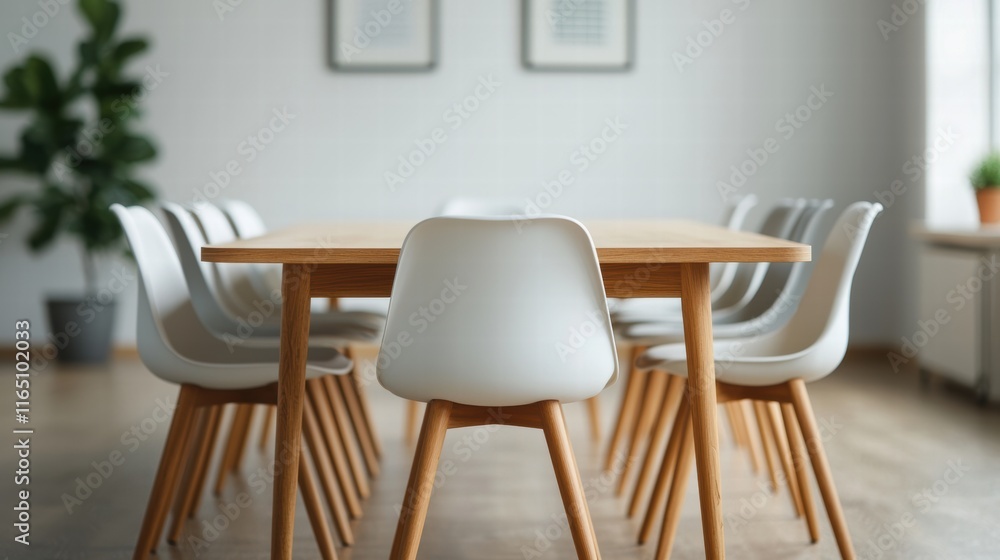 Aufkleber empty meeting table and chairs in modern collaborative office space