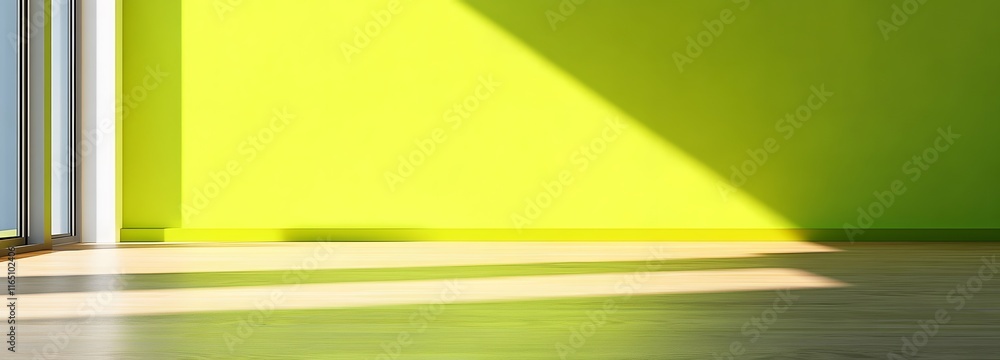 Wall mural a large empty space with a bright lime green background, adding energy and vibrancy to the product s