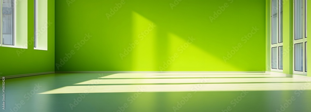 Wall mural a large empty space with a bright lime green background, adding energy and vibrancy to the product s