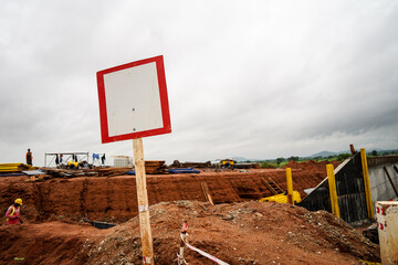 Empty Warning Sign with Red Border for Custom Use