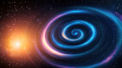 Fototapeta premium Cosmic abstract background idea. A mesmerizing spiral galaxy swirling with vibrant colors against a cosmic backdrop.