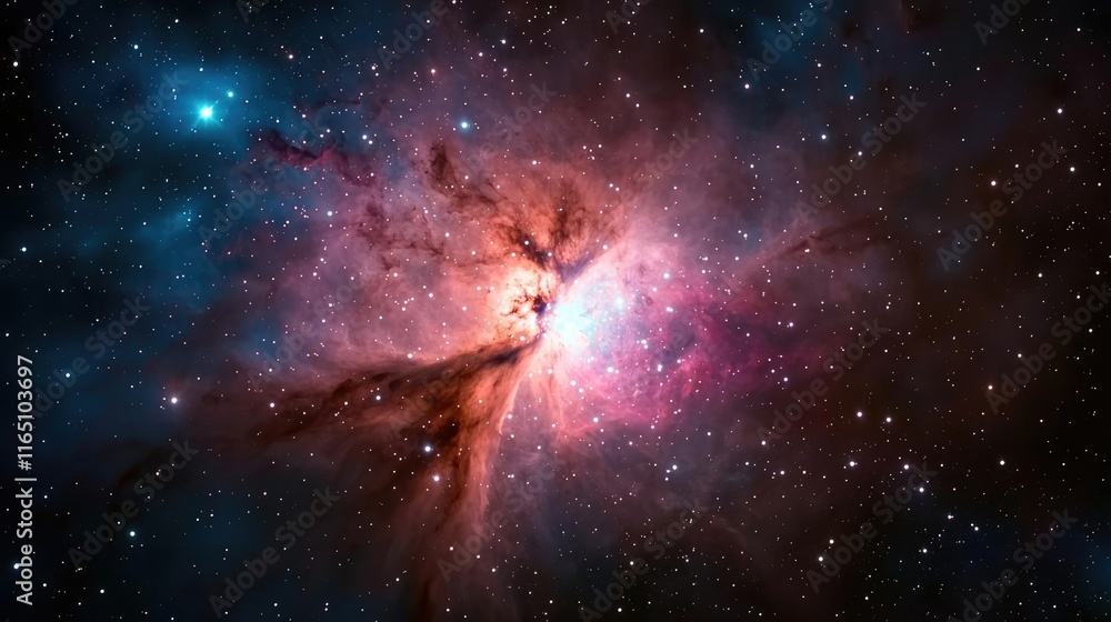 Poster cosmic abstract background idea. a breathtaking view of a colorful nebula in deep space, showcasing 