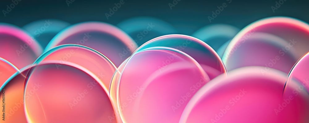 Poster Circles abstract background concept. Colorful bubbles in a translucent array create a vibrant abstract background.