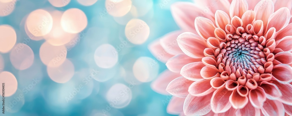 Poster circles abstract background concept. a delicate pink flower in focus with a soft bokeh background, c