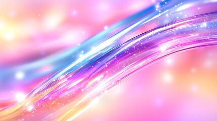 Abstract colorful glowing waves with sparkles.