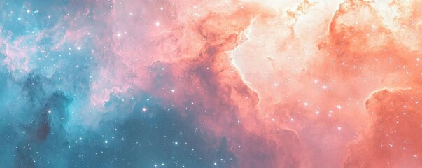 Fototapeta premium Cosmic abstract background idea. A vibrant cosmic background showcasing colors of pink, blue, and stars in the universe.