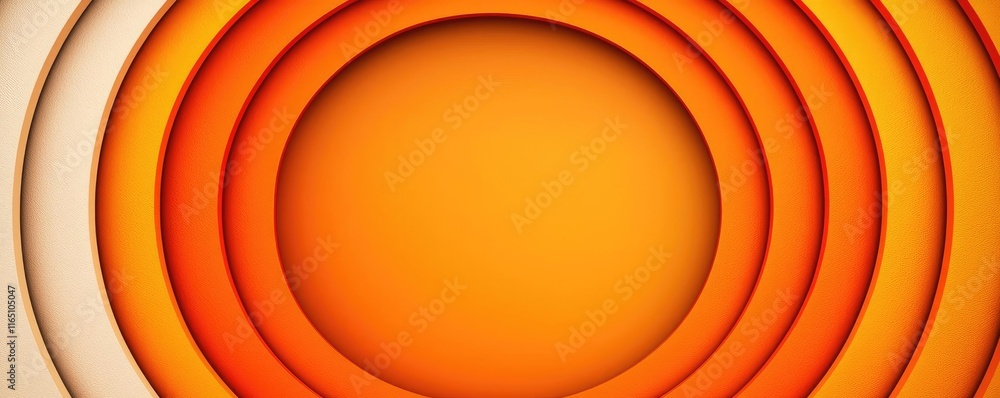 Aufkleber Circles abstract background concept. A vibrant orange graphic with circular layered patterns for creative projects.