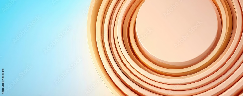 Poster Circles abstract background concept. Abstract layered circles design with soft colors and gradient background for creative use.