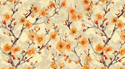 apricot seamless pattern wallpaper