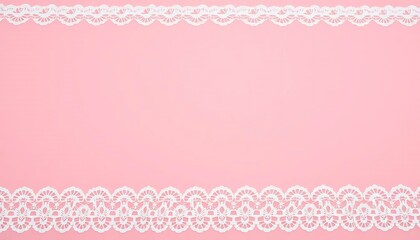 White Lace Border on Pink Background