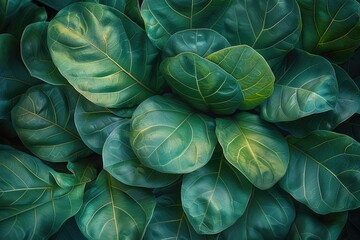 Obraz premium Close up of a Fiddle-leaf fig plant 32k uhd