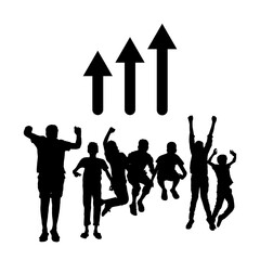 上昇基調・歓喜を表現したシルエットイラスト２