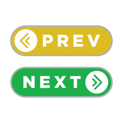 Next and previous button. Prev, next icon. Web buttons with arrows prev and next.