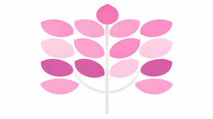Pink leafy tree logo, vector illustration for branding or icon, isolated on transparent background, png