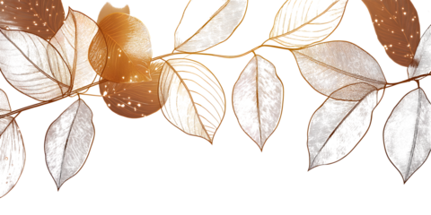 Luxury gold line art autumn leaf background vector. Natural botanical elegant foliage with jungle leaves. Design illustration for decoration, wall decor, wallpaper, cover, banner, poster, card.