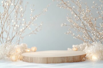 Fototapeta premium Elegant Winter Stage Design with Soft Lighting and Intricate Details