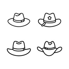 Leather hat line art vector illustration.